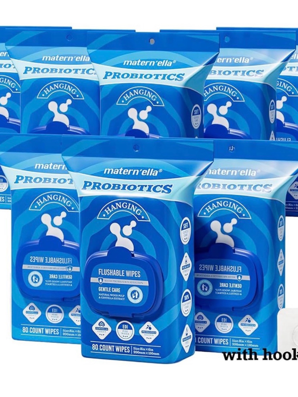 8 pack Probiotics Flushable Wipes — Blue, 80 Count